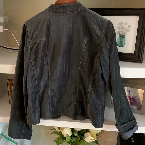 Ann Taylor Loft Velvet Gray/silver shimmer jacket Sz 12 - Picture 14 of 16